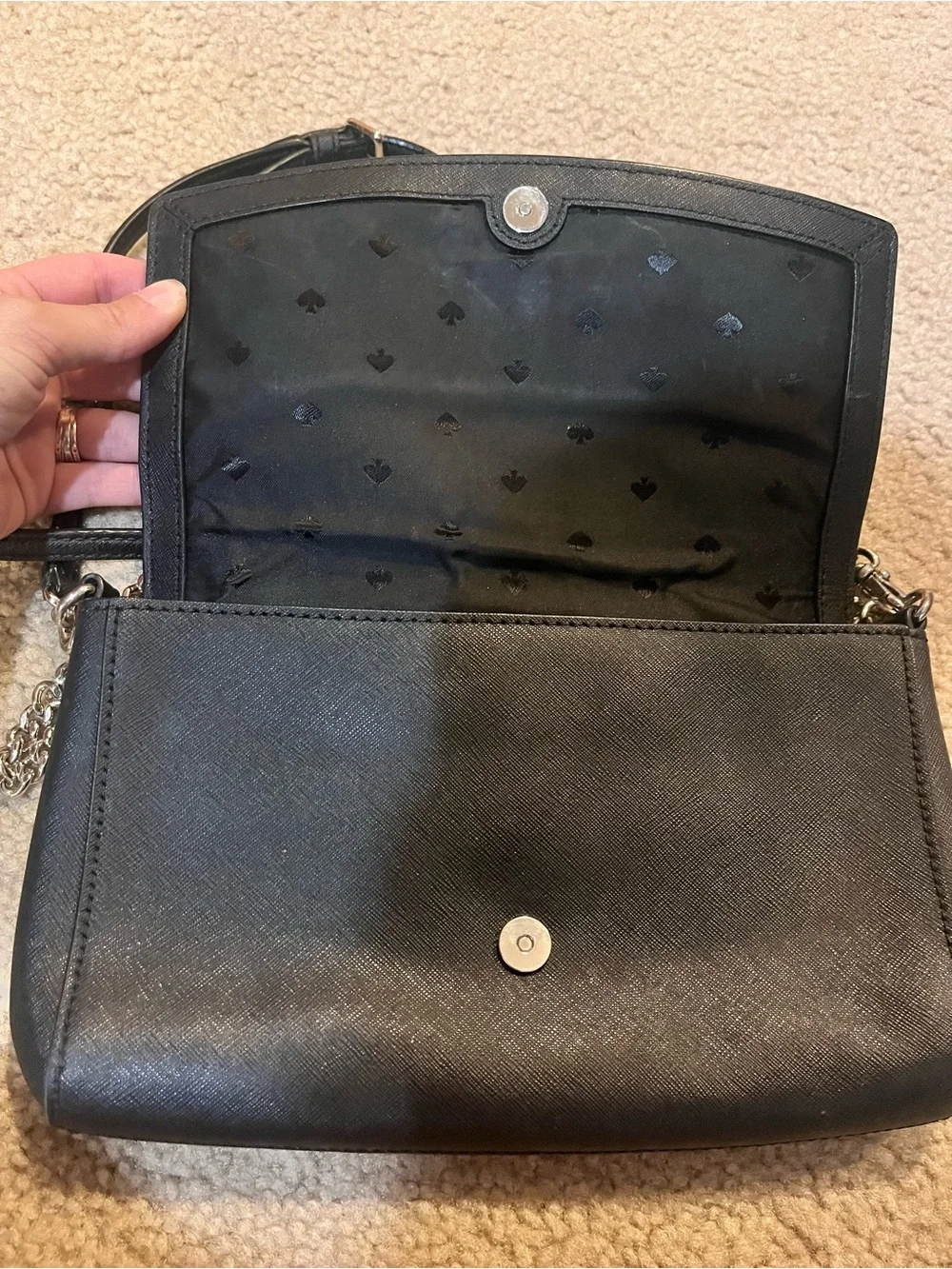 kate spade Black Leather Crossbody Bag chain purse Classic minimalist Simple